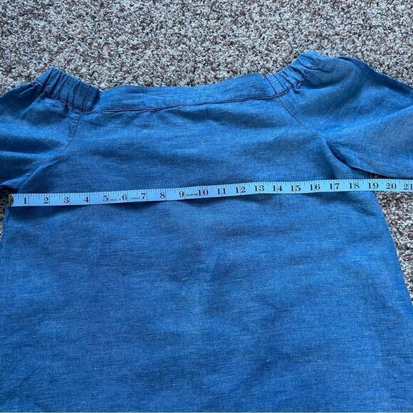 Free People Women’s  Blue Off The Shoulder Chambray Top  Size Extra small - Picture 13 of 14